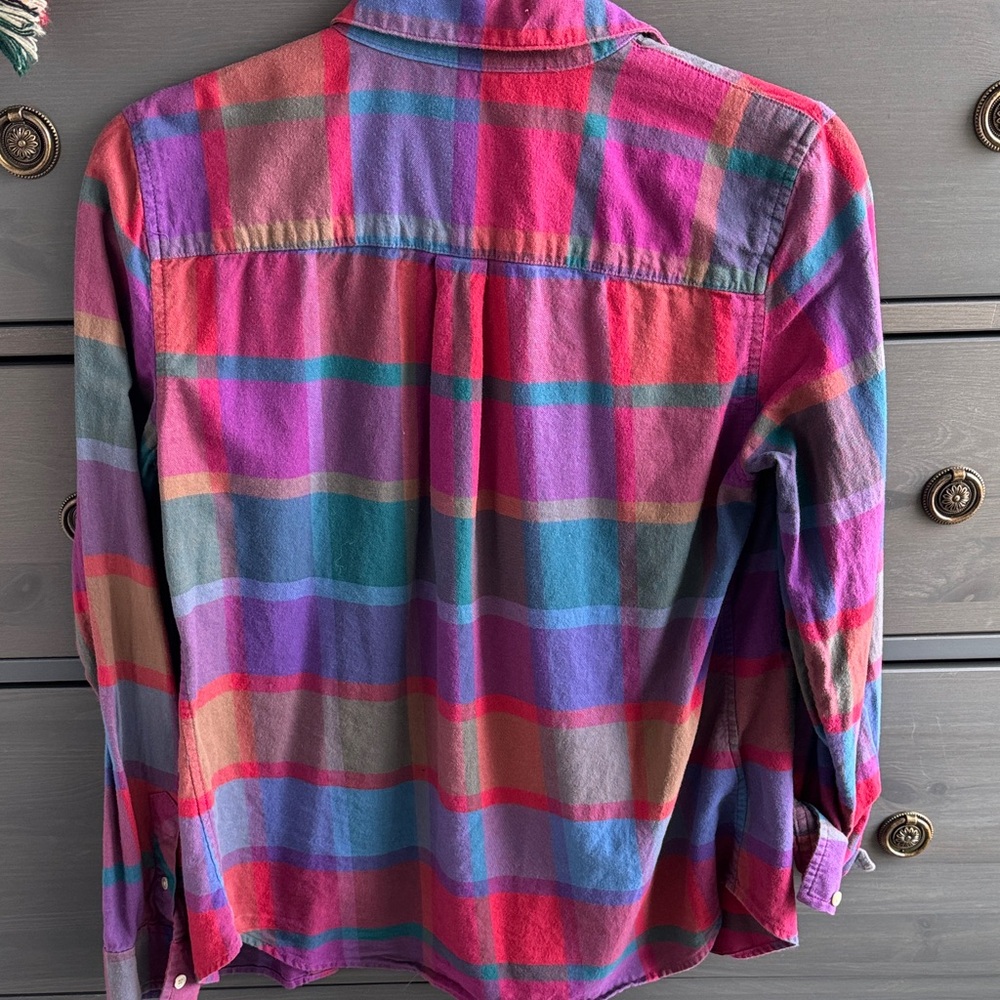 L.L. Bean Classic Signature Bright Plaid Button-Up Shirt, Size XS - Picture 6 of 6